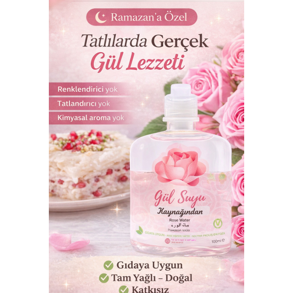 Doğal ve İçilebilir Gül Suyu 100ml